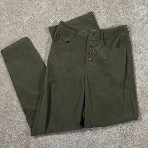Small Rihoas Green Corduroy High-Waisted Pants